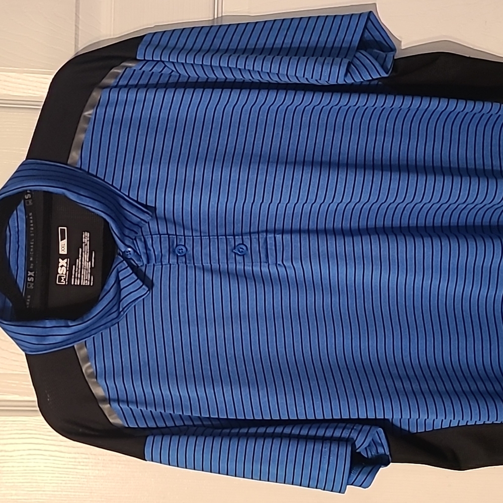 MICHAEL STRAHAN MENS SHORT SLEEVE 3 BUTTON SHIRT BIG AND TALL SIZE XXL